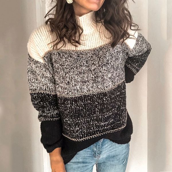 women's sweaters outono inverno pullovers jumper listrado malhas manga longa casual oversized camisola feminina gola alta blusas paf8, White;black
women's sweaters outono inverno pullovers jumper listrado malhas manga longa casual oversized camisola feminina gola alta blusas paf8, White;black