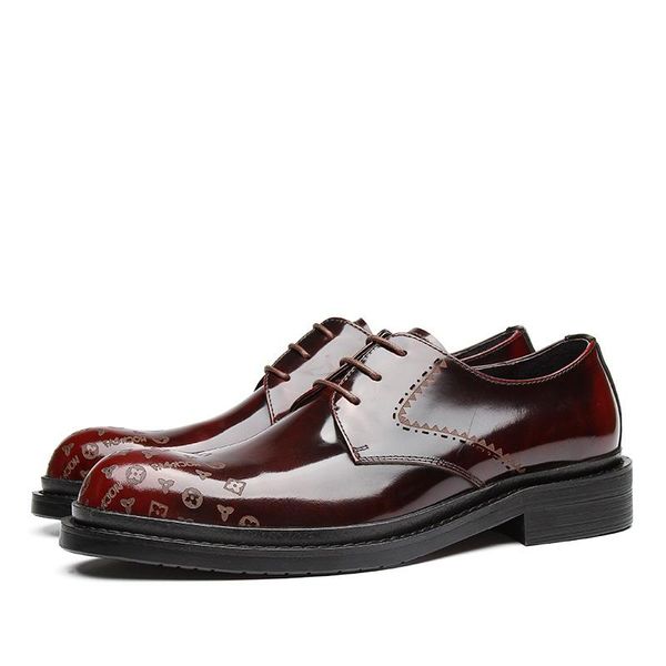 Dress Shoes Designer Black / Wine Red Formal Mens Genuine Leather Oxfords Boys Prom