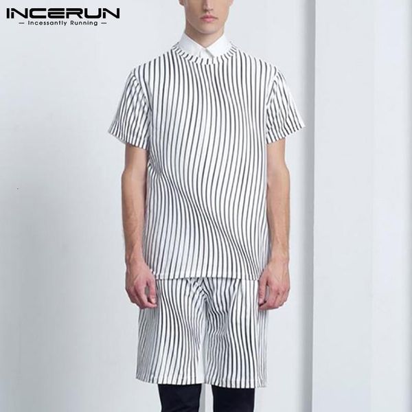 men's tracksuits fashion patchwork loose suit streetwear incerun 2021 summer men striped sets short sleeve lapel elastic sho, Gray
men's tracksuits fashion patchwork loose suit streetwear incerun 2021 summer men striped sets short sleeve lapel elastic sho, Gray