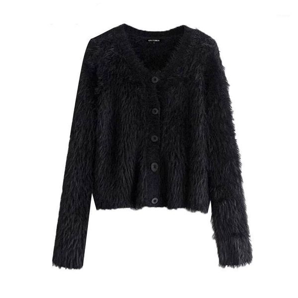 women 2021 fashion faux fur soft touch cropped knitted cardigan sweater vintage long sleeve female pullovers women's sweat, White;black
women 2021 fashion faux fur soft touch cropped knitted cardigan sweater vintage long sleeve female pullovers women's sweat, White;black