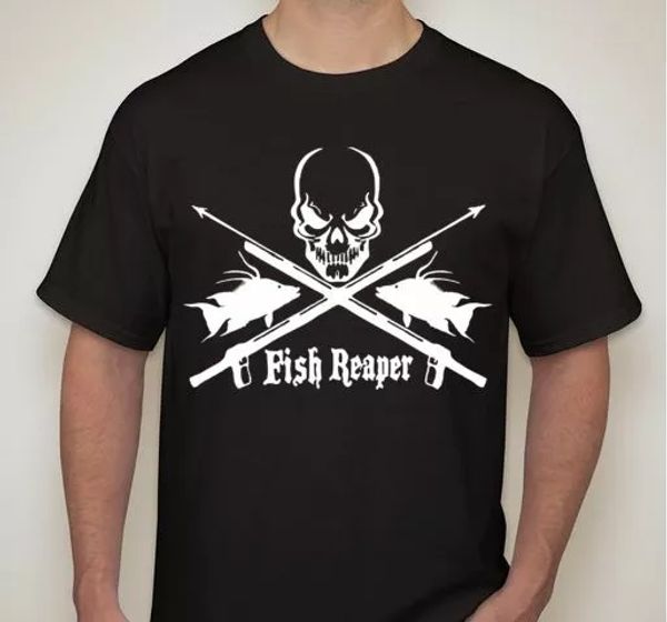 fish reaper spear fishing speargun hogfish fishermen tee t shirt spearfishing, White;black 
fish reaper spear fishing speargun hogfish fishermen tee t shirt spearfishing, White;black