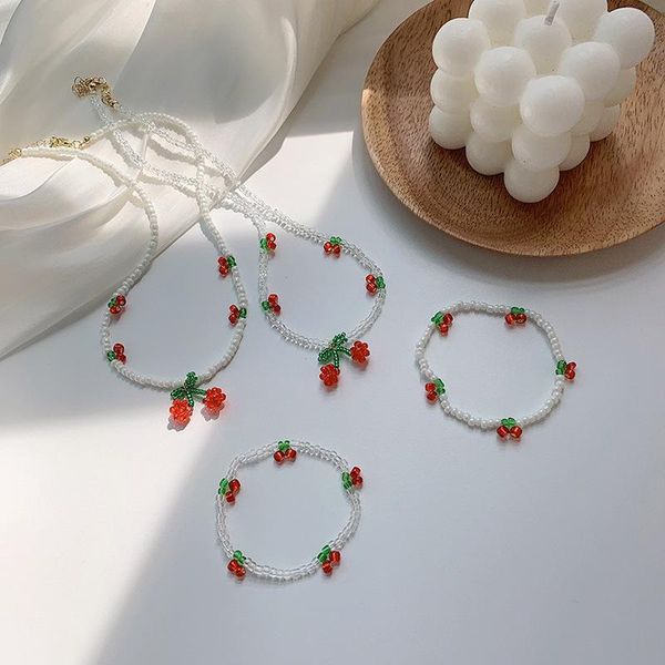 earrings & necklace simple crystal round beads beaded girl red cherry fruit bracelet clavicle chain for women fashion jewelry accessories, Silver
earrings & necklace simple crystal round beads beaded girl red cherry fruit bracelet clavicle chain for women fashion jewelry accessories, Silver