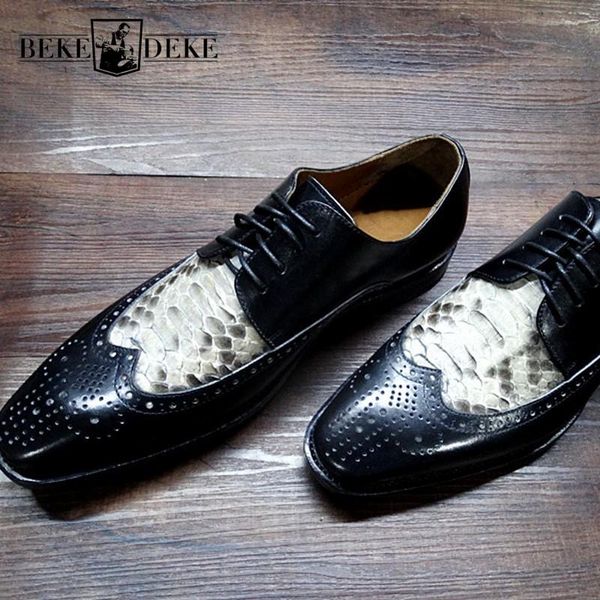 fashion mens genuine leather dress shoes pointed lace up toe carved python skin design cowhide vintage outdoor derby, Black
fashion mens genuine leather dress shoes pointed lace up toe carved python skin design cowhide vintage outdoor derby, Black