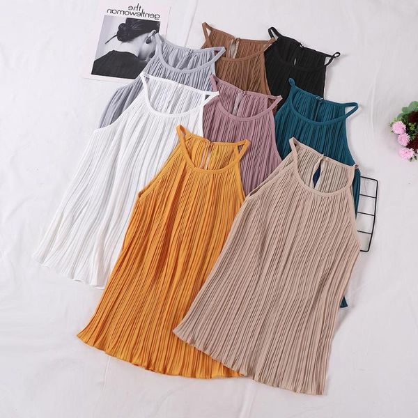 women's tanks & camis sling women wummer pleated halterneck vest loose chiffon sleeveless 8-color high-quality shirt, White
women's tanks & camis sling women wummer pleated halterneck vest loose chiffon sleeveless 8-color high-quality shirt, White