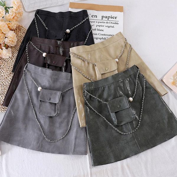 skirts women leather skirt with chain belt bag 5 colors autumn high waist glossy bright pu womens wrap a line streetwear, Black
skirts women leather skirt with chain belt bag 5 colors autumn high waist glossy bright pu womens wrap a line streetwear, Black