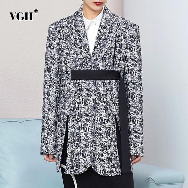 women's suits & blazers vgh korean jacquard colorblock blazer women notched long sleeve split patchwork straight jackets spring 2021 fa, White;black
women's suits & blazers vgh korean jacquard colorblock blazer women notched long sleeve split patchwork straight jackets spring 2021 fa, White;black