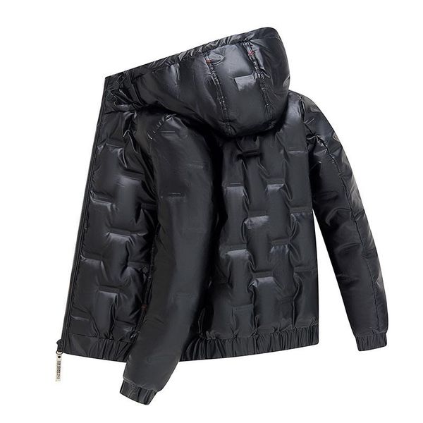 men's down & parkas men winter metallic shiny warm thick waterproof jacket autumn outwear outfits windproof parka coat, Black