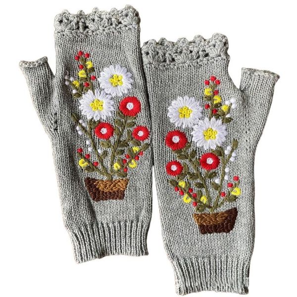 five fingers gloves k1me cartoon embroidered hand stretchy knitted mittens fingerless warmer flower embroidery half finger, Blue;gray
five fingers gloves k1me cartoon embroidered hand stretchy knitted mittens fingerless warmer flower embroidery half finger, Blue;gray