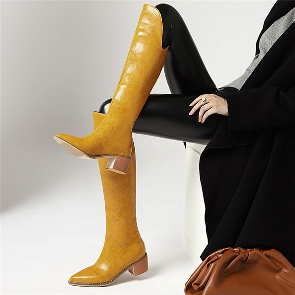 6 color snake faux leather plus size chunky heels pointed toe western long knee high boots yellow blue womens shoes, Black
6 color snake faux leather plus size chunky heels pointed toe western long knee high boots yellow blue womens shoes, Black