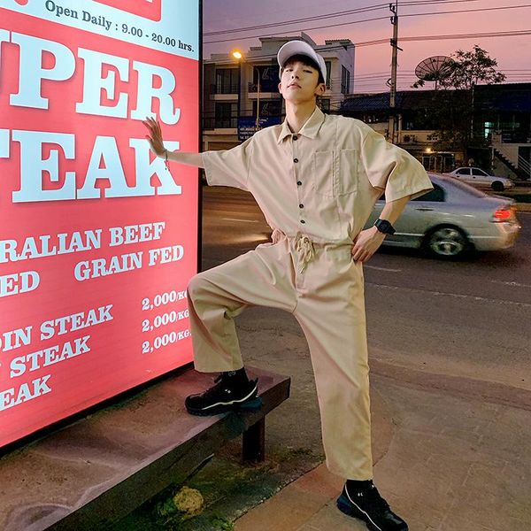 fashion jumpsuit men rompers one piece overalls mens short sleeve casual punk rock denim pants male clothing men's jeans, Blue
fashion jumpsuit men rompers one piece overalls mens short sleeve casual punk rock denim pants male clothing men's jeans, Blue