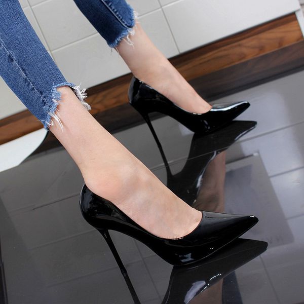 shoe white autumn wedding thin to high heels unique shoes women, Black