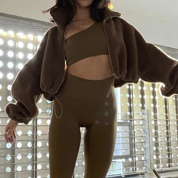 women's jackets 2021 fashion lambswool plush women jacket autumn winter long sleeve zip solid loose drawstring short coat outerwear str, Black;brown
women's jackets 2021 fashion lambswool plush women jacket autumn winter long sleeve zip solid loose drawstring short coat outerwear str, Black;brown