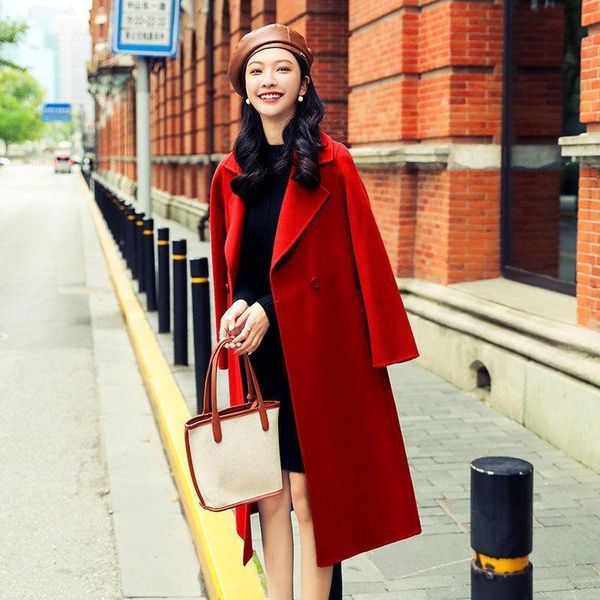 women's wool & blends coat for women jacket arrival double-sided cashmere alpaca autumn winter long woolen with belt y512, Black
women's wool & blends coat for women jacket arrival double-sided cashmere alpaca autumn winter long woolen with belt y512, Black
