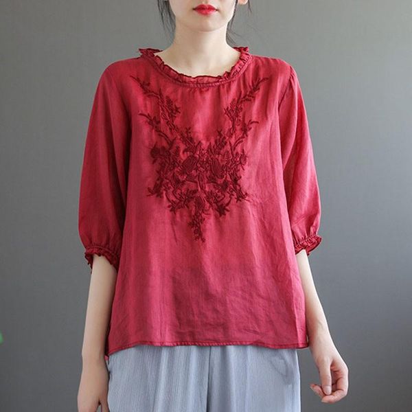 women's blouses & shirts qpfjqd loose casual female vintage embroidery pullovers 2021 summer simple comfortable beach women half sleev, White
women's blouses & shirts qpfjqd loose casual female vintage embroidery pullovers 2021 summer simple comfortable beach women half sleev, White