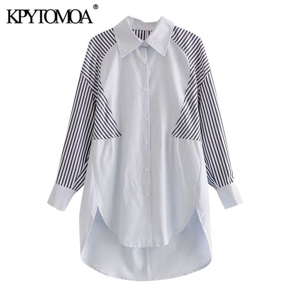 women fashion striped patchwork loose asymmetry blouses vintage long sleeve button-up female shirts chic 210416, White
women fashion striped patchwork loose asymmetry blouses vintage long sleeve button-up female shirts chic 210416, White