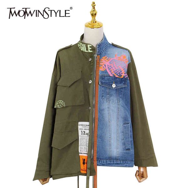 casual hit color denim jacket for women stand collar long sleeve korean loose print jackets female fashion 210524, Black;brown
casual hit color denim jacket for women stand collar long sleeve korean loose print jackets female fashion 210524, Black;brown