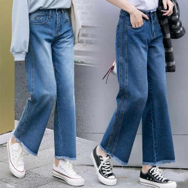 women's jeans preppy style straight flare leg wide denim zipper pockets high waist flared pants loose button trousers, Blue
women's jeans preppy style straight flare leg wide denim zipper pockets high waist flared pants loose button trousers, Blue