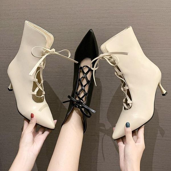 boots heels shoes women cross-tied gladiator pointed toe pumps high ankle boot hollow outs booties botas mujer 8689l, Black
boots heels shoes women cross-tied gladiator pointed toe pumps high ankle boot hollow outs booties botas mujer 8689l, Black
