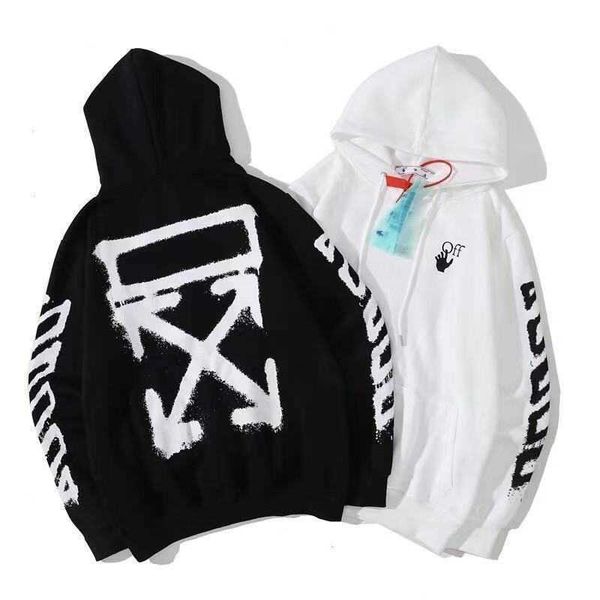 2021 autumn winter off inkjet arrow pattern Plush Hoodie for men and women, White
2021 autumn winter off inkjet arrow pattern Plush Hoodie for men and women, White