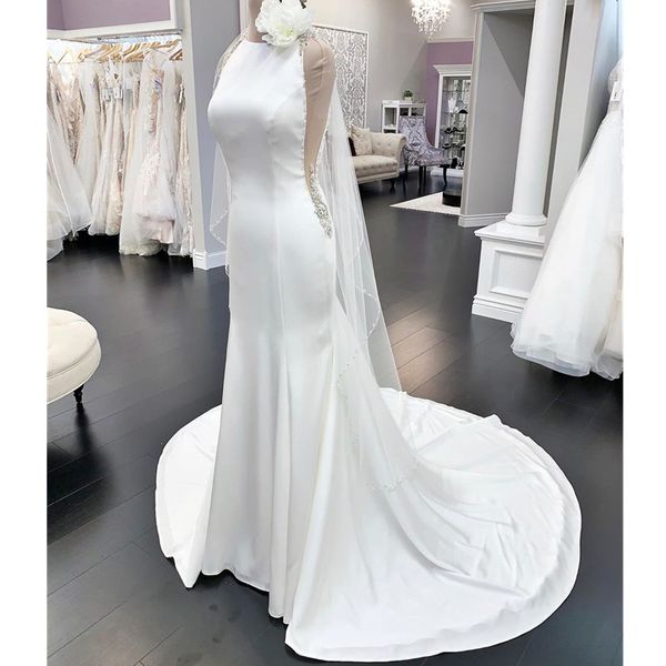 elegant satin mermaid wedding dresses halter autumn spring country garden simple train bridal gowns, White
elegant satin mermaid wedding dresses halter autumn spring country garden simple train bridal gowns, White