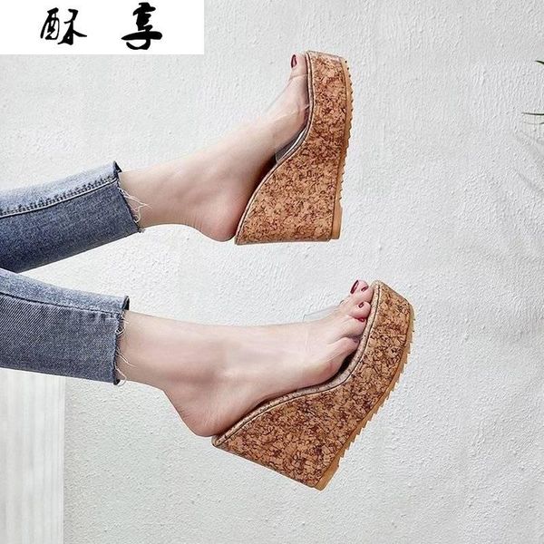 summer comfortable slope heel sandal women fashion external wear increase transparent platform high sandals dress shoes, Black
summer comfortable slope heel sandal women fashion external wear increase transparent platform high sandals dress shoes, Black