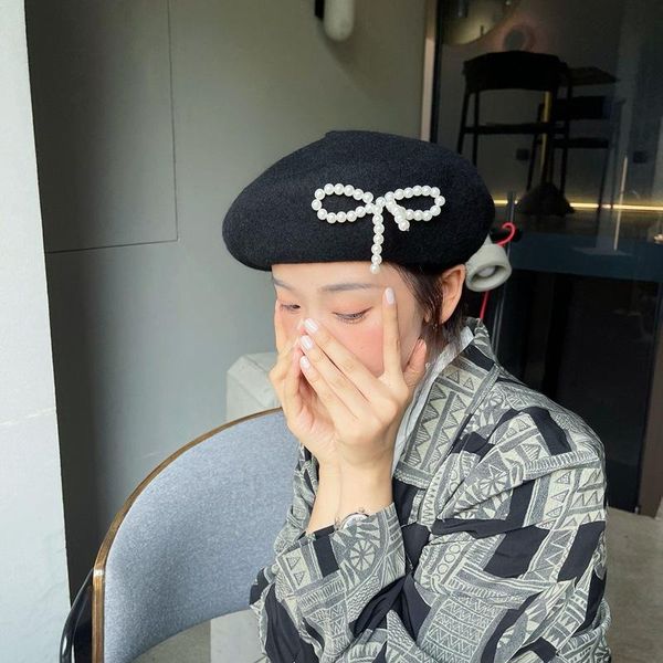 berets for women's spring summer sun hat painter female black fashion cute pearl bow casual octagonal retro luxury, Blue;gray
berets for women's spring summer sun hat painter female black fashion cute pearl bow casual octagonal retro luxury, Blue;gray