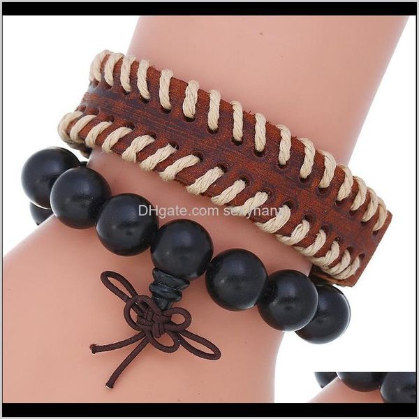 charm bracelets drop delivery 2021 niuyitid men vintage handmade brown leather beaded hand bracelet jewelry male wristband 9dszr, Golden;silver
charm bracelets drop delivery 2021 niuyitid men vintage handmade brown leather beaded hand bracelet jewelry male wristband 9dszr, Golden;silver