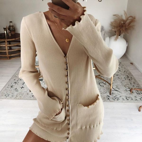 women's knitted single breasted short dress v-neck pocket long sleeve loose female dresses 2021 autumn ladies vestidos casual, Black;gray
women's knitted single breasted short dress v-neck pocket long sleeve loose female dresses 2021 autumn ladies vestidos casual, Black;gray