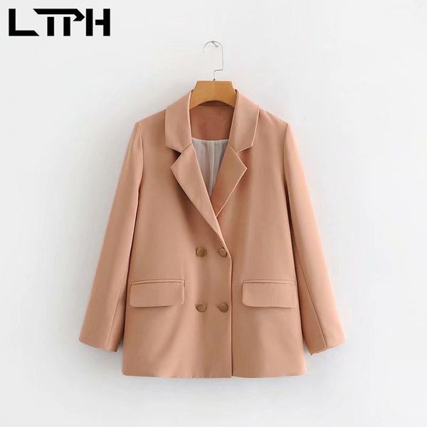 women's suits & blazers ltph fashion flesh pink blazer women metal double breasted casual jackets long sleeve rear split lady suit coat, White;black
women's suits & blazers ltph fashion flesh pink blazer women metal double breasted casual jackets long sleeve rear split lady suit coat, White;black