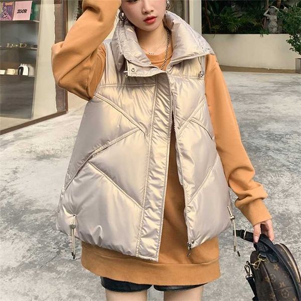 shinny winter puffer vest women solid turn down collar zipper quilted ladies sleeveless jacket loose korean style waistcoat 211105, Black;white
shinny winter puffer vest women solid turn down collar zipper quilted ladies sleeveless jacket loose korean style waistcoat 211105, Black;white