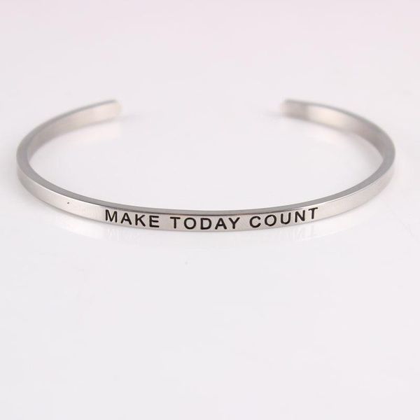 bangle 2021 stainless steel open hand imprint make today count engraved words jewelry, Black
bangle 2021 stainless steel open hand imprint make today count engraved words jewelry, Black