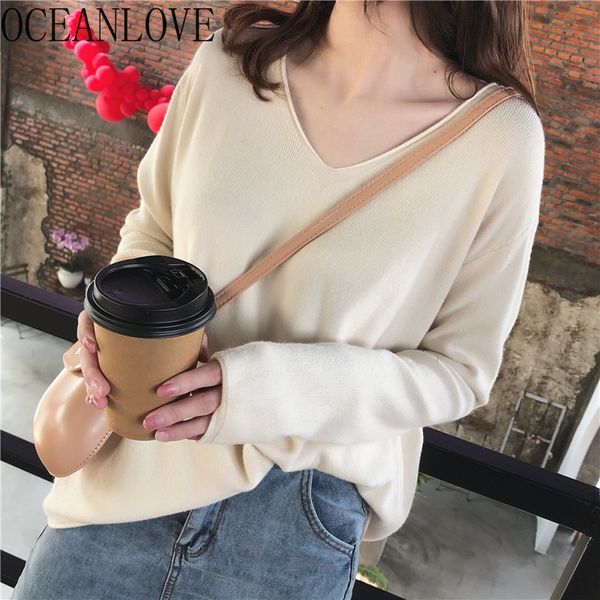 sueter elegante v neck soft solid autumn winter women sweaters korean all matcb warm pullovers loose 17473 210415, White;black
sueter elegante v neck soft solid autumn winter women sweaters korean all matcb warm pullovers loose 17473 210415, White;black