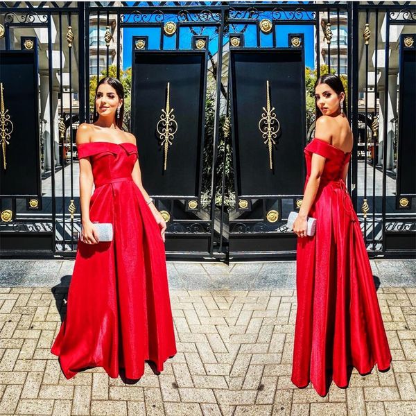 elegant long red evening dresses with pockets a-line off shoulder prom party gowns robe de soiree for women, Black;red
elegant long red evening dresses with pockets a-line off shoulder prom party gowns robe de soiree for women, Black;red