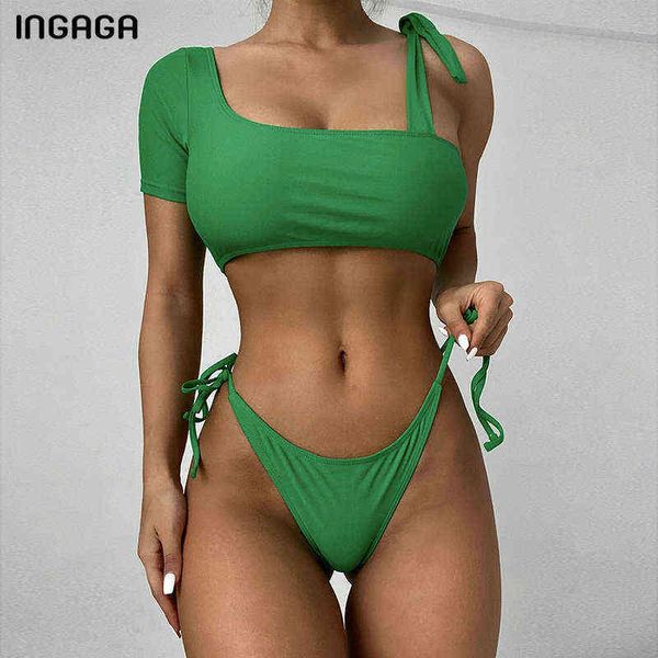 swimsuit ingaga bikinis swimwear tie side women's swimsuit thong biquini short sleeve green bathing suit knotted bikini set, White;black
swimsuit ingaga bikinis swimwear tie side women's swimsuit thong biquini short sleeve green bathing suit knotted bikini set, White;black