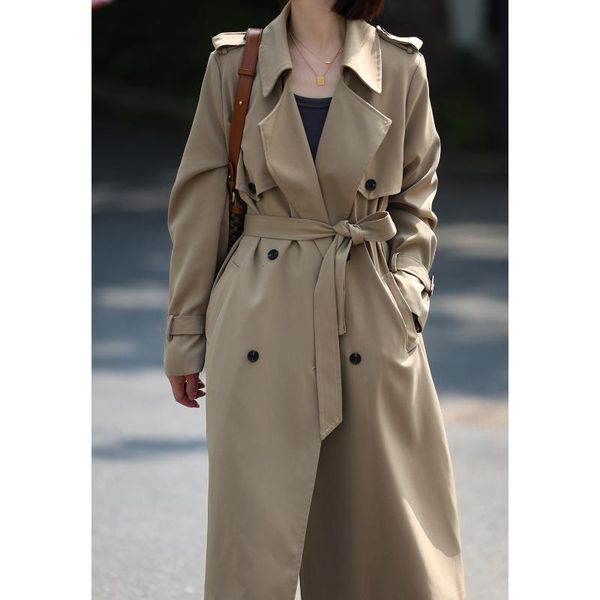 women's trench coats long women autumn 2021 korean style fashion temperament loose drape waist jacket, Tan;black
women's trench coats long women autumn 2021 korean style fashion temperament loose drape waist jacket, Tan;black