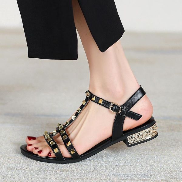 sandals fashion women rivet t-strap low heels sandalias summer female shoes casual buckle strap women's punk, Black
sandals fashion women rivet t-strap low heels sandalias summer female shoes casual buckle strap women's punk, Black