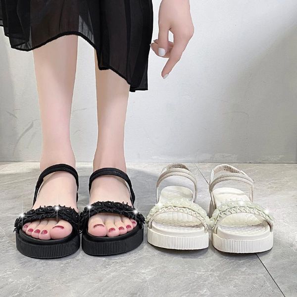 one word with pearl sandals roman style summer thick bottom flat solid color open toe beach shoes women's x840 dress, Black
one word with pearl sandals roman style summer thick bottom flat solid color open toe beach shoes women's x840 dress, Black