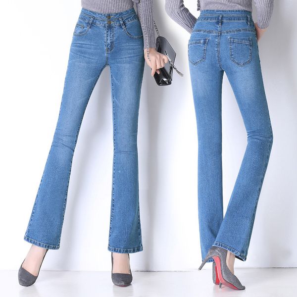 jeans in addition to the large size with high-waisted brim pants for thin woman stretching enlargement women's female trosuers femme je, Blue
jeans in addition to the large size with high-waisted brim pants for thin woman stretching enlargement women's female trosuers femme je, Blue