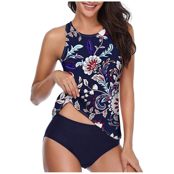 2021 new split high waist print large conservative tankini bikini swimsuit, White;black
2021 new split high waist print large conservative tankini bikini swimsuit, White;black