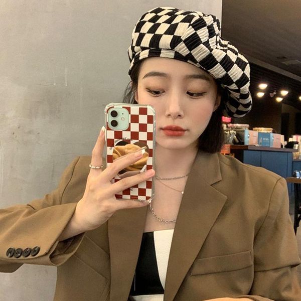 berets autumn winter plaid beret hats for women french fashion female checkerboard black loose casual, Blue;gray
berets autumn winter plaid beret hats for women french fashion female checkerboard black loose casual, Blue;gray