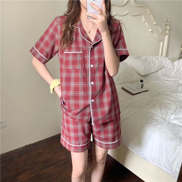casual dresses summer retro plaid sweet pajamas short nightwear soft 2021 female sleepwear women home chic loose vintage sets rkww, Black;gray
casual dresses summer retro plaid sweet pajamas short nightwear soft 2021 female sleepwear women home chic loose vintage sets rkww, Black;gray