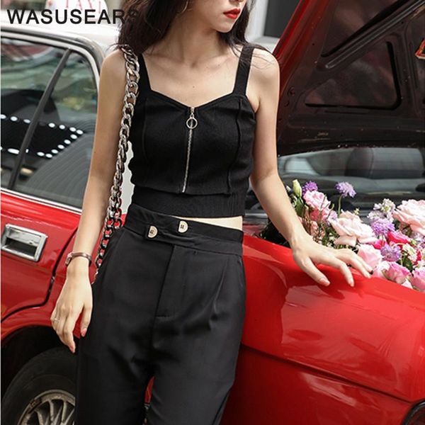 women's tanks & camis women summer tank solid knitted crop black zipper sleeveless hollow out slim, White
women's tanks & camis women summer tank solid knitted crop black zipper sleeveless hollow out slim, White
