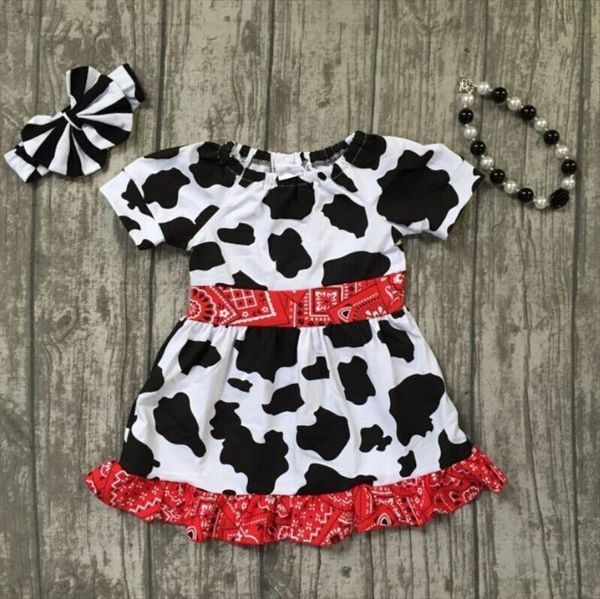 summer cow pattern girl kids dresses boutique clothing sell farm outfit super cute with matching accessories, Red;yellow
summer cow pattern girl kids dresses boutique clothing sell farm outfit super cute with matching accessories, Red;yellow