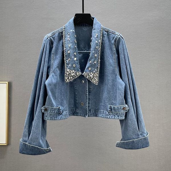 women's jackets denim coat for women 2021 autumn loose two-button lapel collar diamond long sleeve short jeans jacket woman crop, Black;brown
women's jackets denim coat for women 2021 autumn loose two-button lapel collar diamond long sleeve short jeans jacket woman crop, Black;brown