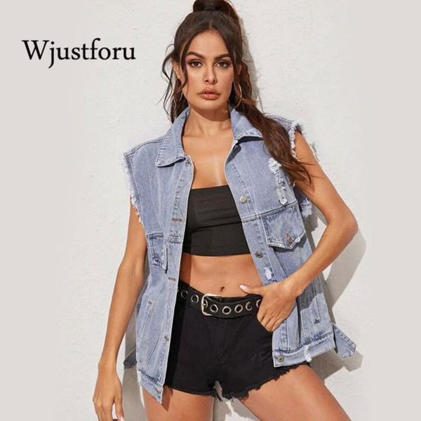 women's jackets wjustforu ripped sleeveless denim jacket for women summer fashion casual bodycon lapel pocket retro coat clothing femal, Black;brown
women's jackets wjustforu ripped sleeveless denim jacket for women summer fashion casual bodycon lapel pocket retro coat clothing femal, Black;brown