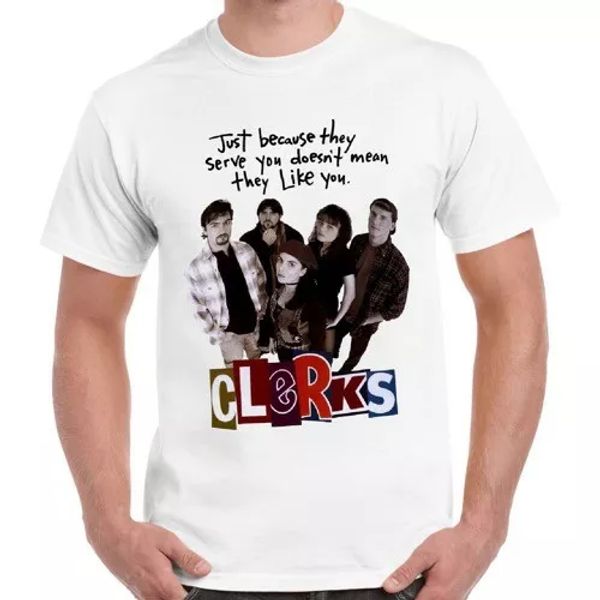 clerks 90s comedy cult movie retro cool gift t shirt 1100, White;black