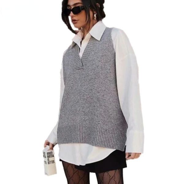 women's vests women knitted sweater sleeveless plain v neck vest korean outerwear womens, Black;white
women's vests women knitted sweater sleeveless plain v neck vest korean outerwear womens, Black;white