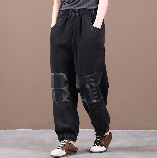women jeans 2021 autumn korean loose casual elastic waist pockets retro vintage plaid fashion women's, Blue
women jeans 2021 autumn korean loose casual elastic waist pockets retro vintage plaid fashion women's, Blue
