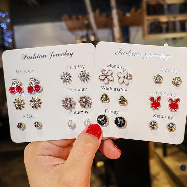 women heart flower mini earrings set fashion girl small jewelry crystal pearl 6-pairs stud earring sets lady gift, Golden;silver
women heart flower mini earrings set fashion girl small jewelry crystal pearl 6-pairs stud earring sets lady gift, Golden;silver