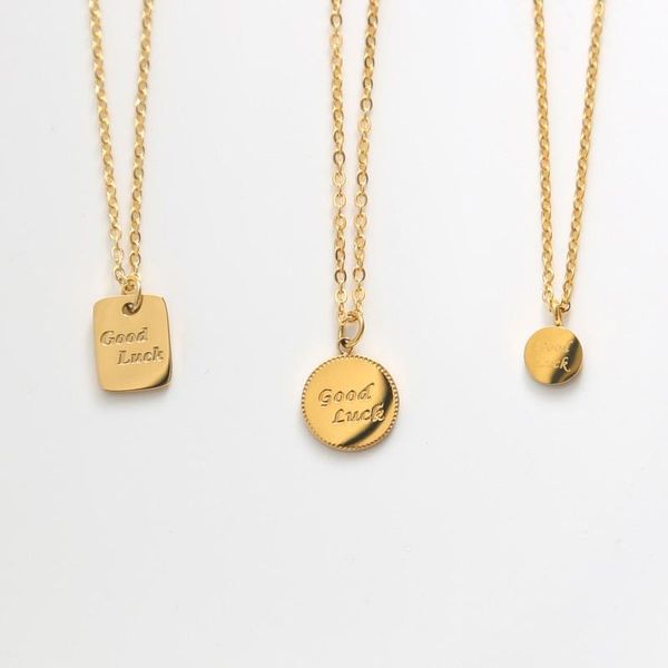 chains 316l stainless steel good luck letter inspired signet square round pendant women's necklace link chain choker for girl, Silver
chains 316l stainless steel good luck letter inspired signet square round pendant women's necklace link chain choker for girl, Silver
